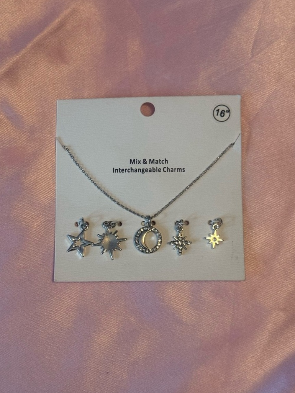 Mix & Match Interchangeable Charms Charm Necklace in Silver NWT